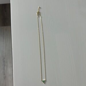 Elegant Gold Necklace with Green Pendant
